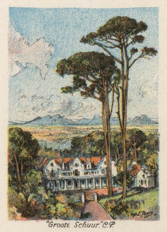 Jižní Afrika: "Groote Schuur", CP (barevná litografie) od Charles Ernest Peers