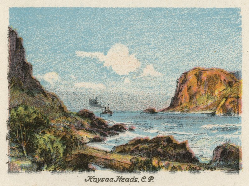 Jihoafrická republika: Knysna Heads, CP (barevná litografie) od Charles Ernest Peers