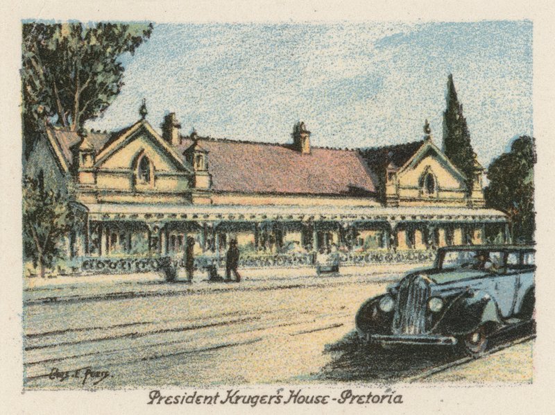 Jihoafrická republika: Dům prezidenta Krugera, Pretoria (barevná litografie) od Charles Ernest Peers