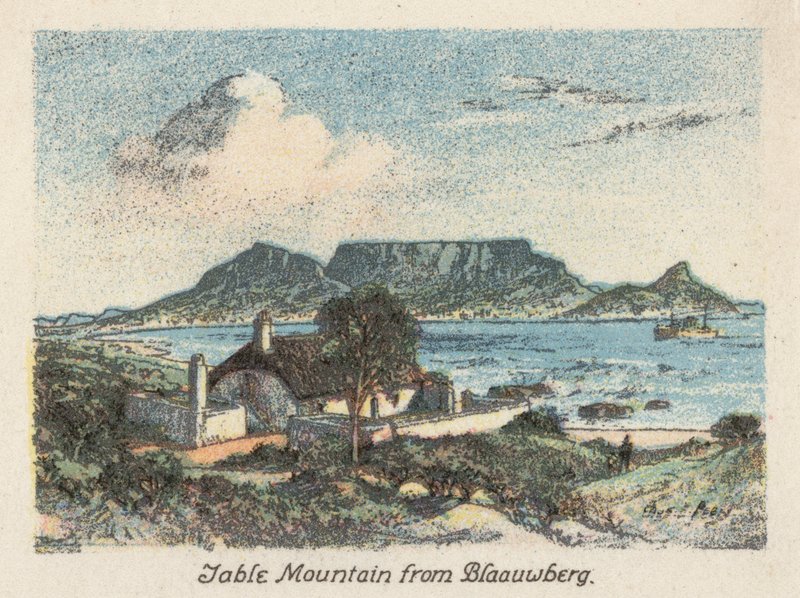 Jihoafrická republika: Stolová hora z Blaauwbergu (barevná litografie) od Charles Ernest Peers