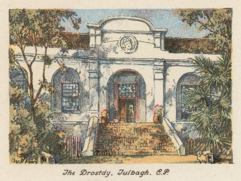 Jihoafrická republika: Drostdy, Tulbagh, CP (barevná litografie) od Charles Ernest Peers