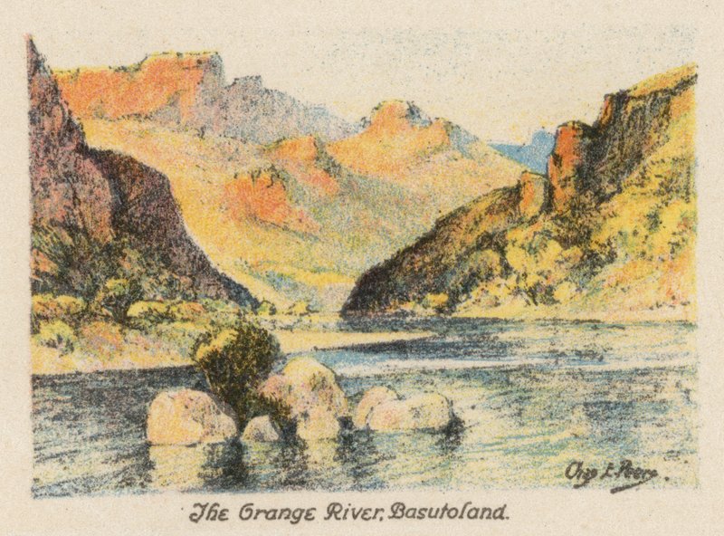 Jihoafrická republika: Oranžská řeka, Basutoland (barevná litografie) od Charles Ernest Peers