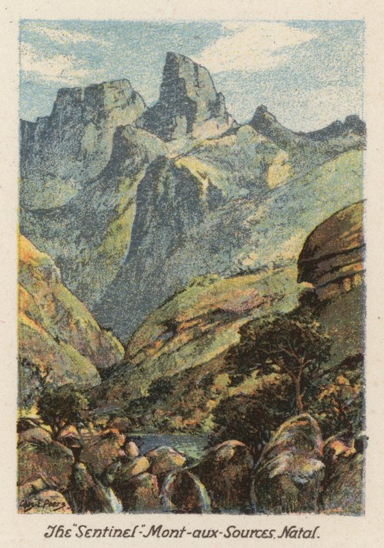 Jihoafrická republika: "Sentinel", Mont-aux-Sources, Natal (barevná litografie) od Charles Ernest Peers
