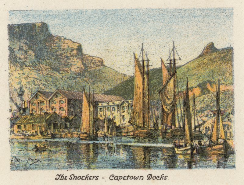 Jihoafrická republika: Snoekers, Capetown Docks (barevná litografie) od Charles Ernest Peers