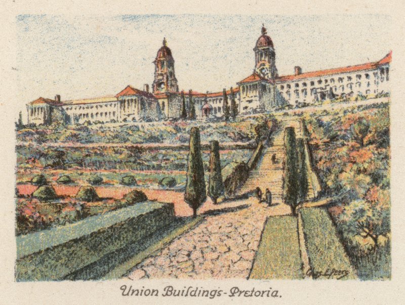Jihoafrická republika: Union Buildings, Pretoria (barevná litografie) od Charles Ernest Peers