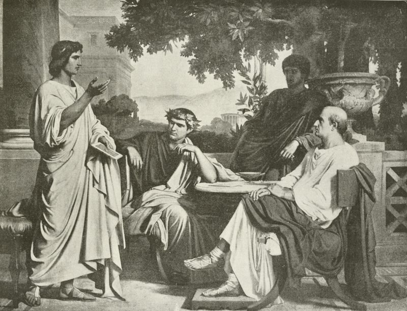 Virgil, Horác a Varius v domě Maecenas (hlubotisk) od Charles François Jalabert
