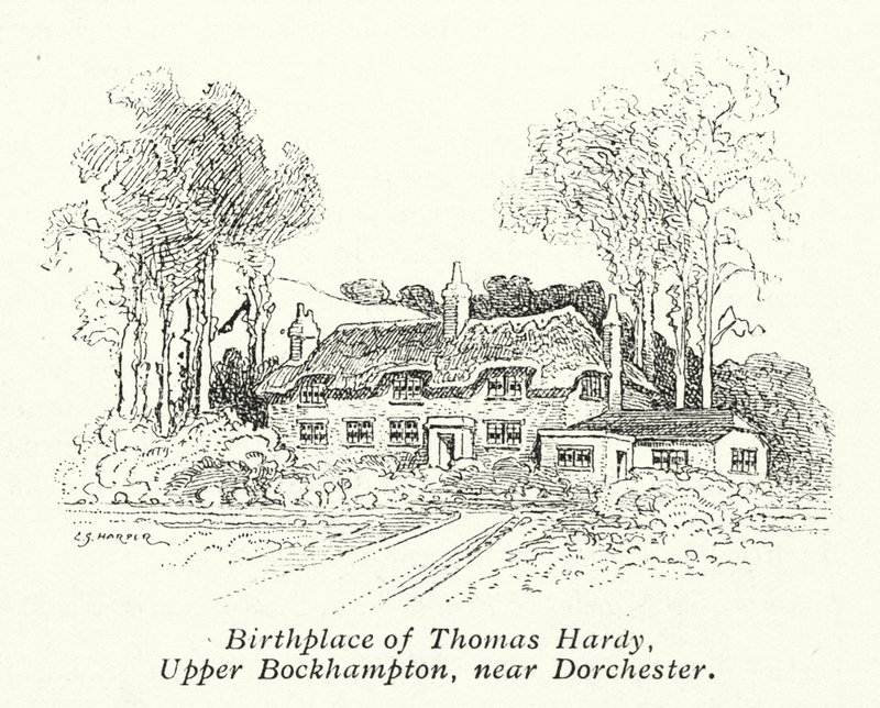 Rodný dům Thomase Hardyho, Upper Bockhampton, nedaleko Dorchesteru (litografie) od Charles George Harper