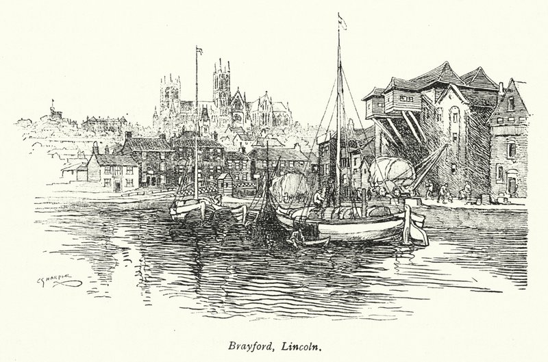 Brayford, Lincoln (litografie) od Charles George Harper