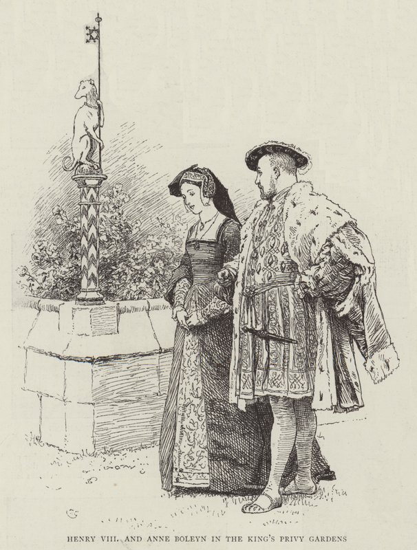 Jindřich VIII. a Anna Boleynová v královských tajných zahradách od Charles Green