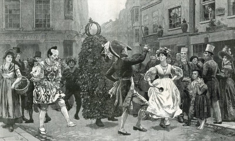 Jack-in-the-Green - májová scéna před šedesáti lety (tj. kolem roku 1830) od Charles Green