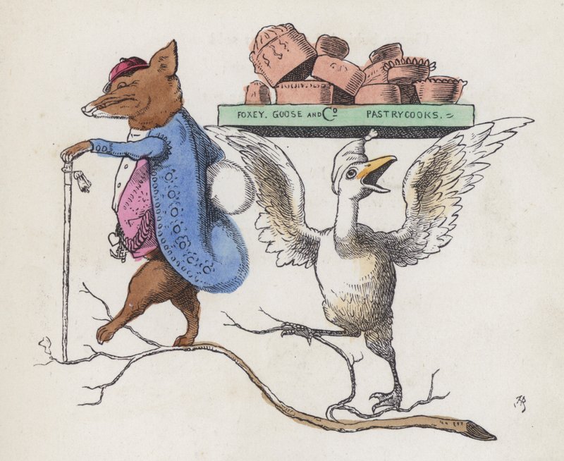 Foxey, Goose & Co, cukráři (barevné rytí) od Charles Henry (after) Bennett