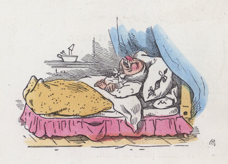 Dědeček v posteli (barevná rytina) od Charles Henry (after) Bennett