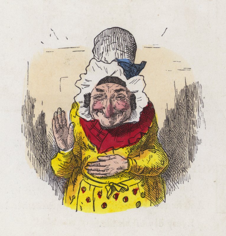 Stará žena se směje (barevná rytina) od Charles Henry (after) Bennett