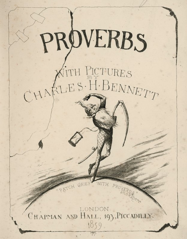 Ilustrace na titulní straně knihy Přísloví s obrázky od Charlese H. Bennetta (rytina) od Charles Henry (after) Bennett