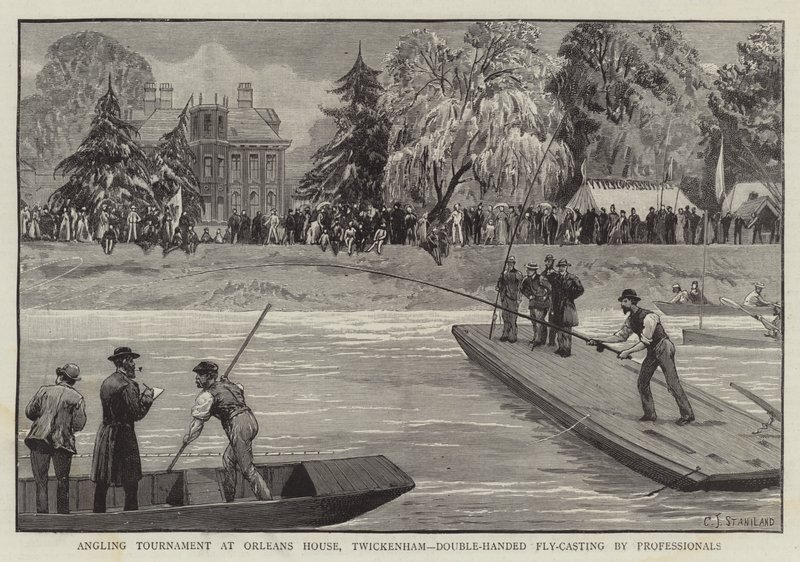 Rybářský turnaj v Orleans House, Twickenham, odlévání obouruč od profesionálů od Charles J. Staniland