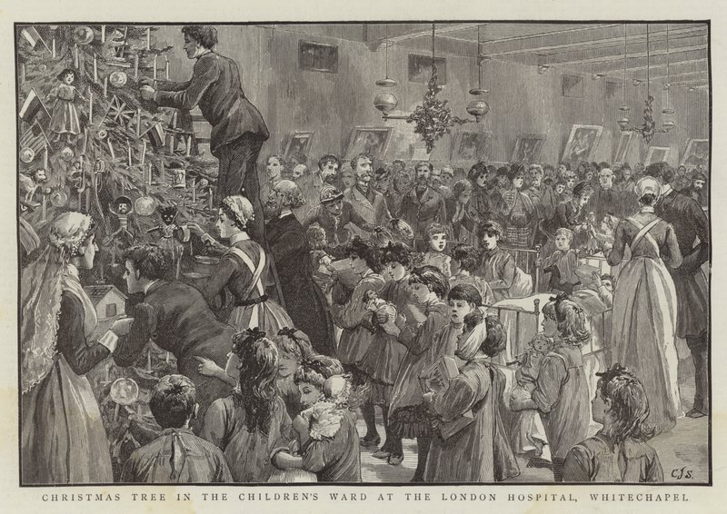 Vánoční strom na dětském oddělení v londýnské nemocnici, Whitechapel od Charles J. Staniland