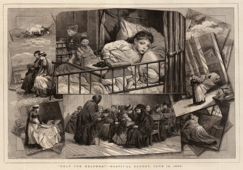 Pomozte pomocníkům!, Nemocnice neděle 13. června 1880 od Charles J. Staniland