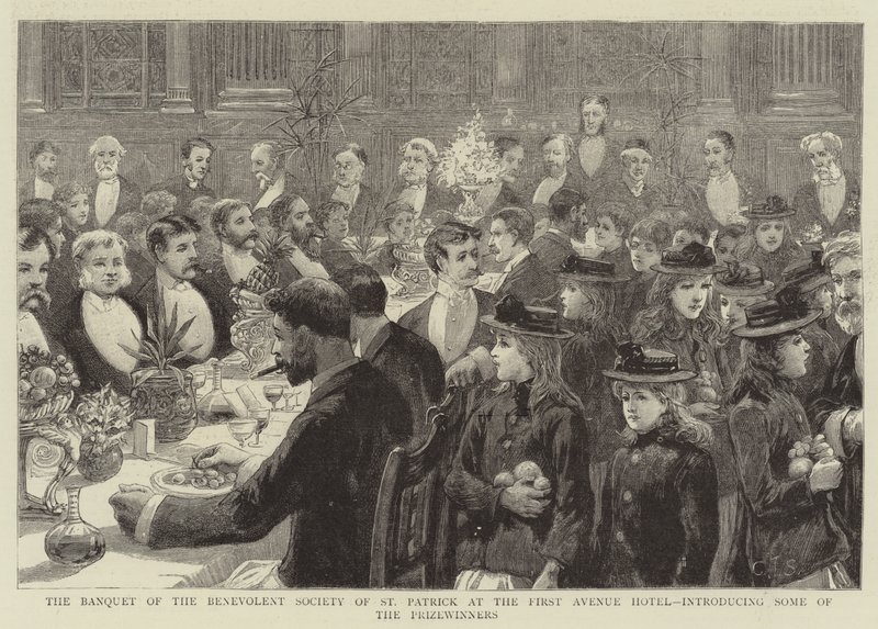 Banket Benevolentní společnosti svatého Patrika v hotelu First Avenue, který představuje některé z laureátů od Charles J. Staniland