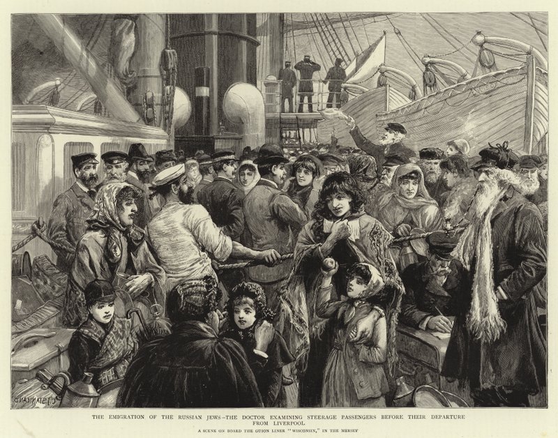 Emigrace ruských Židů, Doktor vyšetřující Steerage Pasažéry před jejich odjezdem z Liverpoolu od Charles J. Staniland