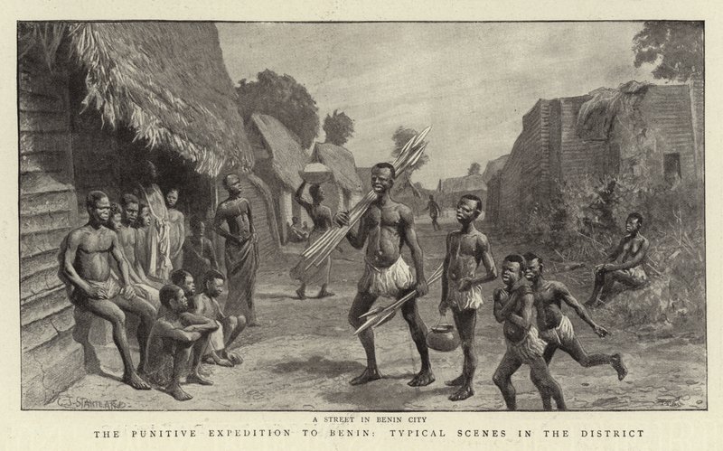 Trestná expedice do Beninu, typické scény v okrese od Charles J. Staniland