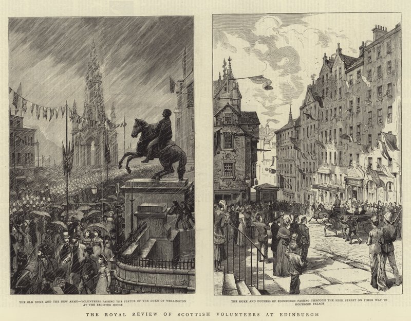 The Royal Review of Scottish Volunteers v Edinburghu od Charles J. Staniland