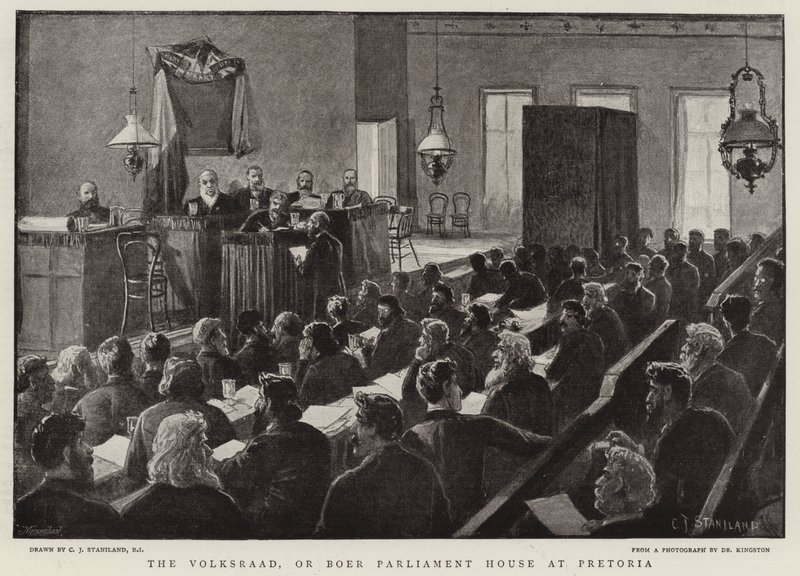 Volksraad neboli búrský parlament v Pretorii od Charles J. Staniland