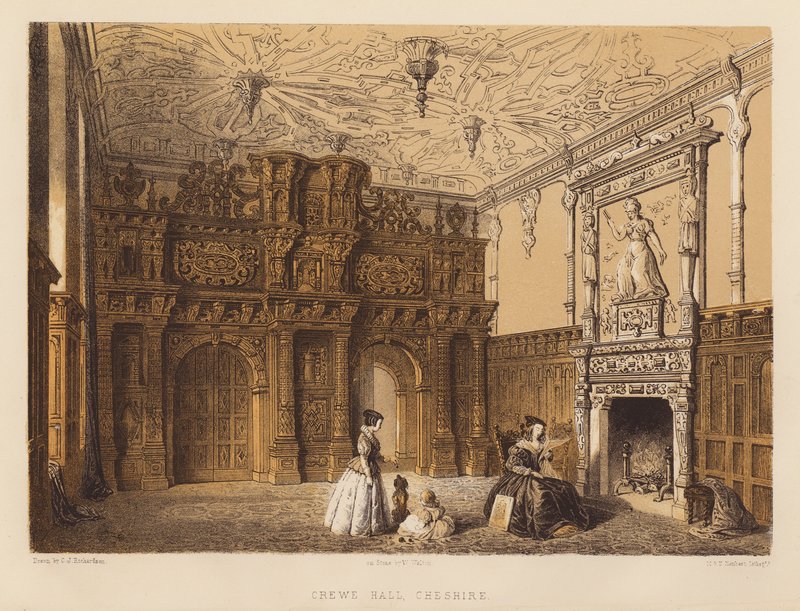 Crewe Hall, Cheshire (akvatinta) od Charles James Richardson