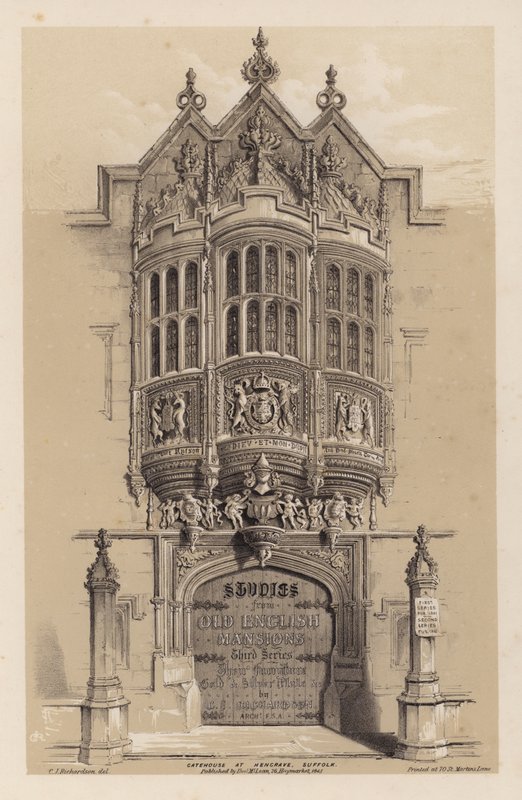 Frontispiece pro Old English Mansions, třetí série, C J Richardson (barevné lito) od Charles James Richardson