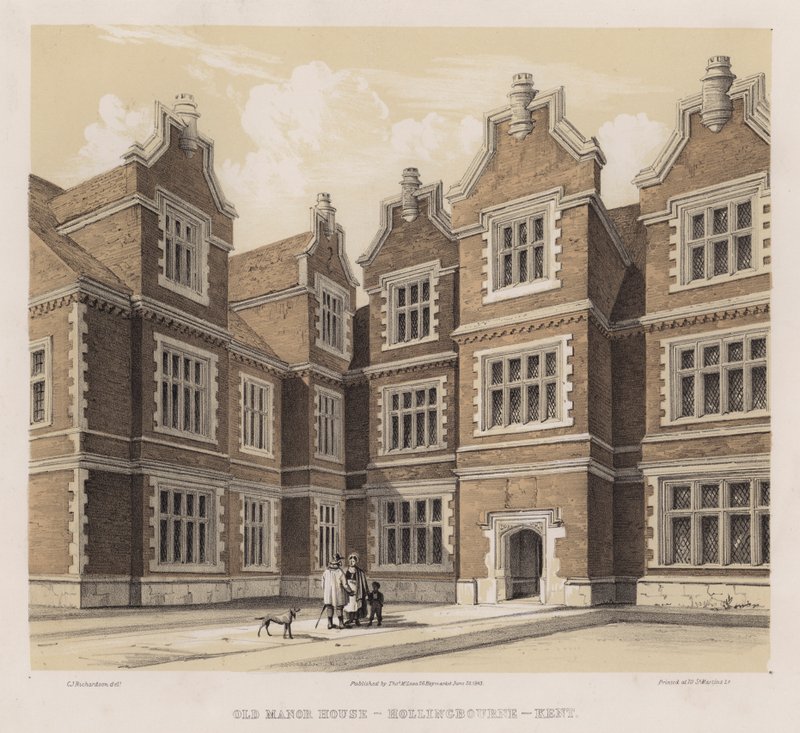 Starý panský dům, Hollingbourne, Kent (barva litho) od Charles James Richardson