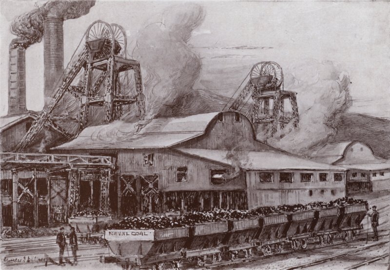 Velšský uhelný důl (litho) od Charles John de (after) Lacy