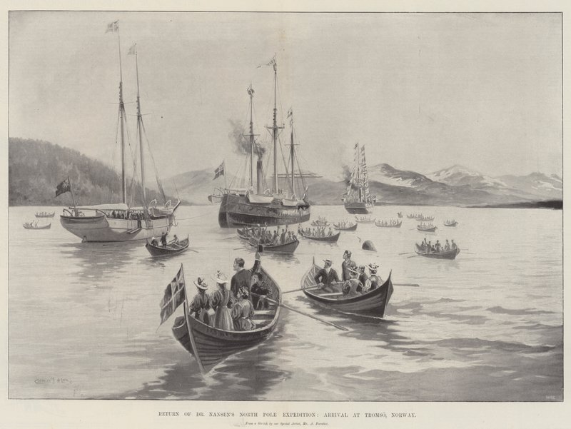 Návrat expedice Dr. Nansena na severní pól, přílet do Tromso, Norsko od Charles John de Lacy