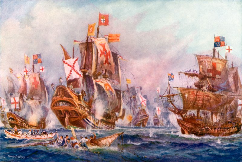 Slavné vítězství alžbětinských námořníků nad španělskou armádou od Charles John de Lacy