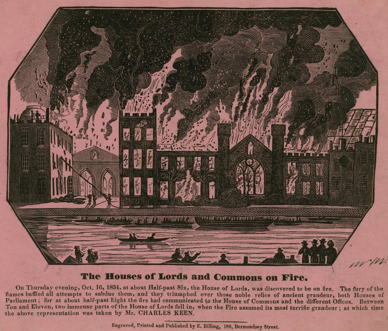 Sněmovny lordů a Commons v plamenech, 16. října 1834 od Charles Keene