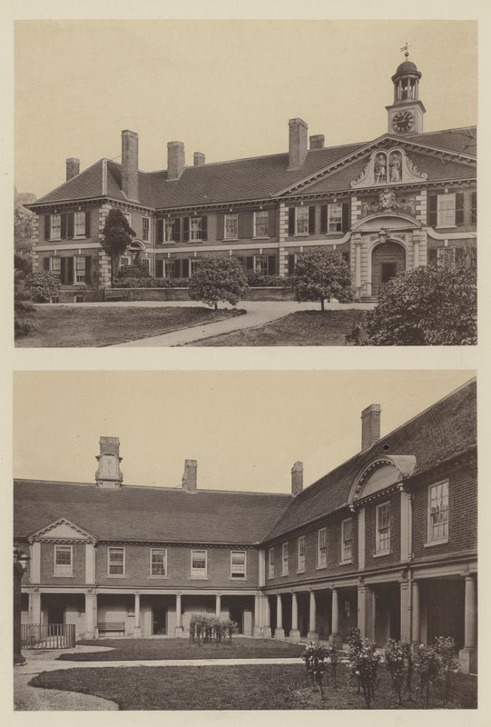 Morden College, Blackheath, Kent, vchod a část dvora od Charles Latham