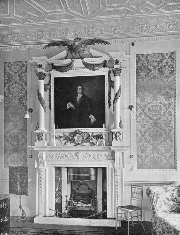 Mramorový komín v "Redlynch Room" (černobílá fotografie) od Charles Latham