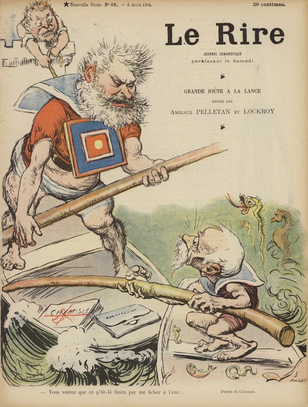Karikatura francouzských politiků Camille Pelletan a Edouard Lockroy. Ilustrace pro Le Rire od Charles Leandre