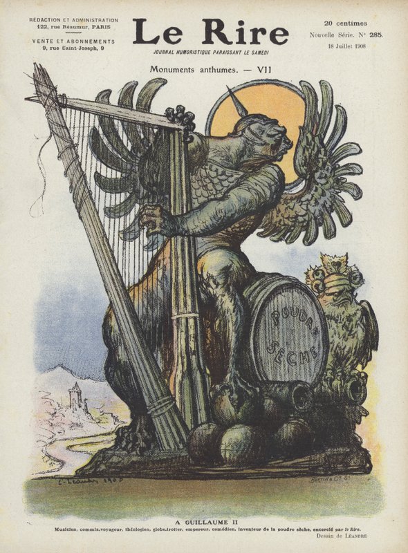 Karikatura německého císaře Viléma II. Ilustrace pro Le Rire od Charles Leandre