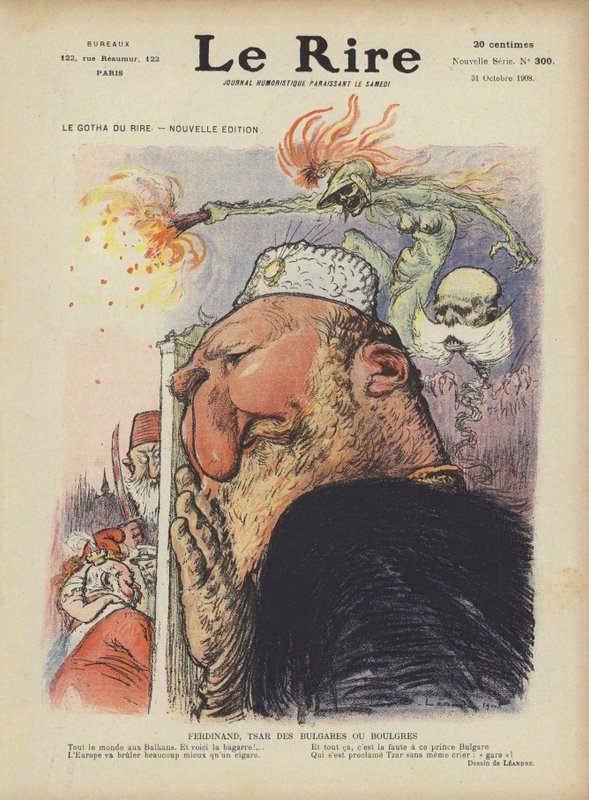 Karikatura cara Ferdinanda I. Bulharského. Ilustrace pro Le Rire od Charles Leandre