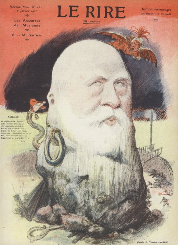 Ferdinand Sarrien, francouzský politik. Ilustrace pro Le Rire od Charles Leandre