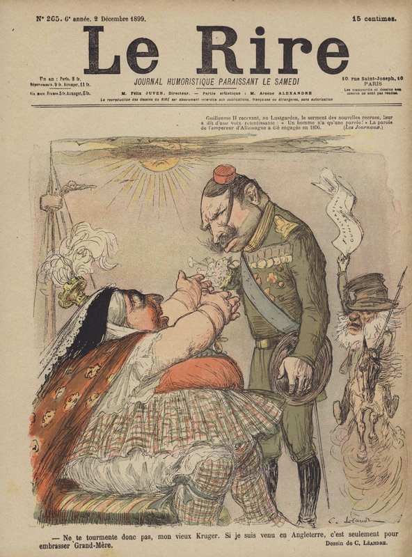 Kaiser Wilhelm II a královna Viktorie, ilustrace pro Le Rire od Charles Leandre