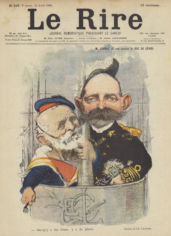 Loubet a jeho bratranec le Duc De Genes, ilustrace pro Le Rire od Charles Leandre