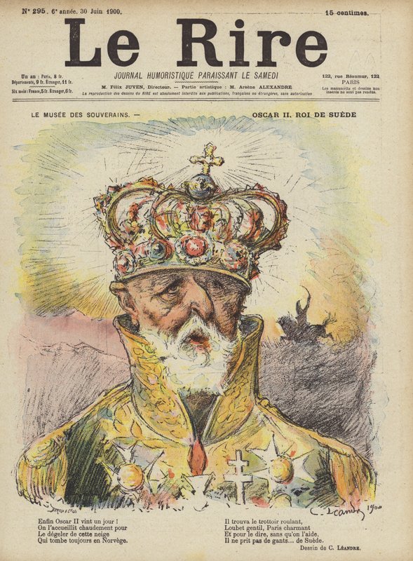 Oscar II, švédský král, ilustrace pro Le Rire od Charles Leandre