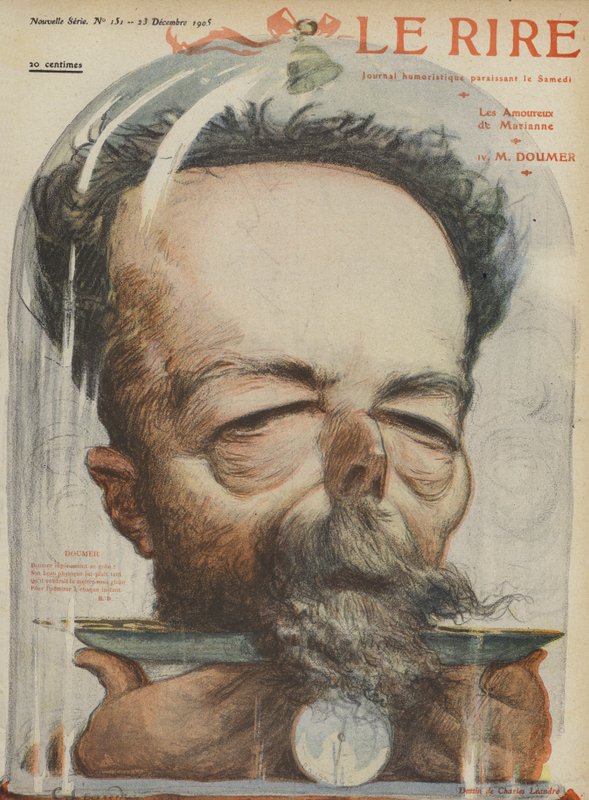 Paul Doumer, francouzský politik. Ilustrace pro Le Rire od Charles Leandre