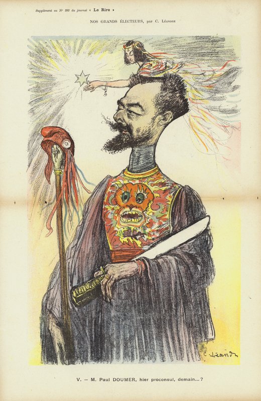 Paul Doumer, francouzský politik, ilustrace pro Le Rire od Charles Leandre