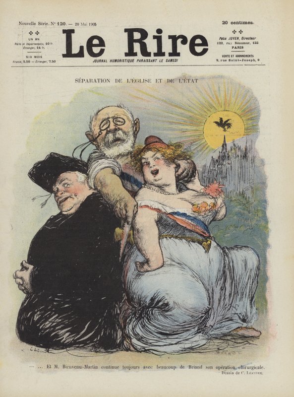 Odluka církve od státu. Ilustrace pro Le Rire od Charles Leandre