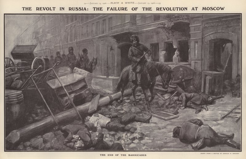 Revolta v Rusku: Neúspěch revoluce v Moskvě (litho) od Charles Mills (after) Sheldon