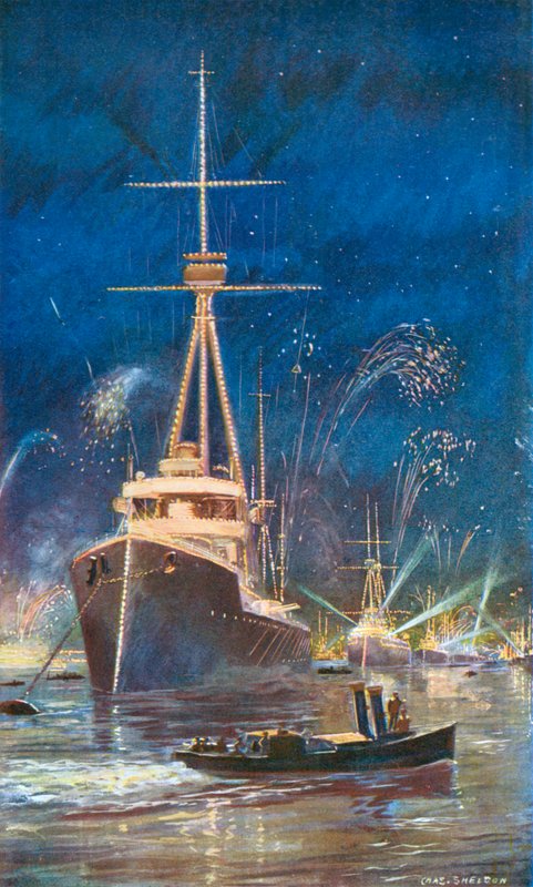 Iluminace flotily v Temži, 21. července 1909 od Charles Mills Sheldon