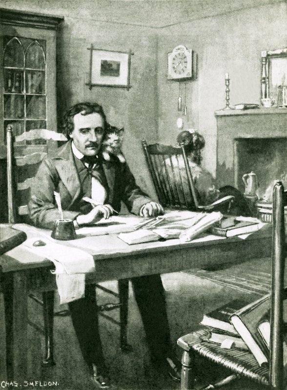 Poe při práci pod Cataliným okem od Charles Mills Sheldon