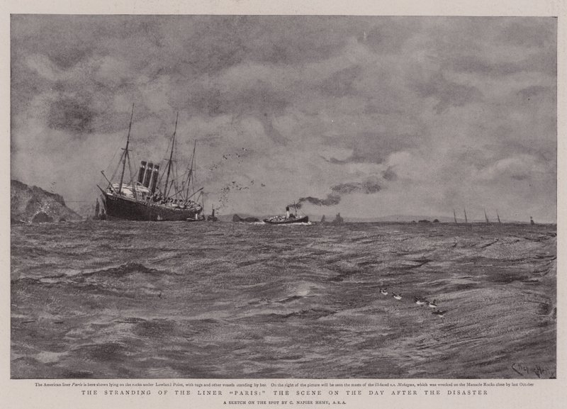 Splétání lineárních párů, scéna dne po katastrofě od Charles Napier Hemy
