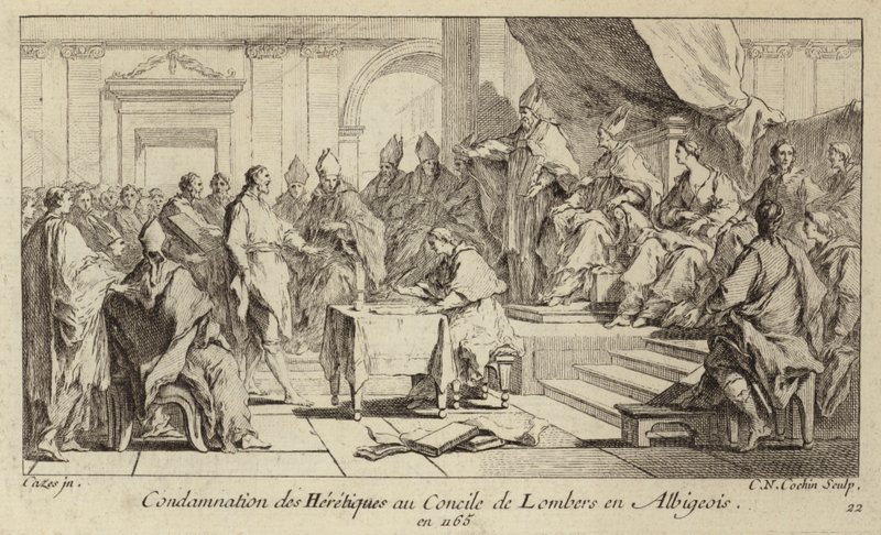Odsouzení Katarů jako heretiků na koncilu v Lombers ve Francii od Charles Nicolas II Cochin